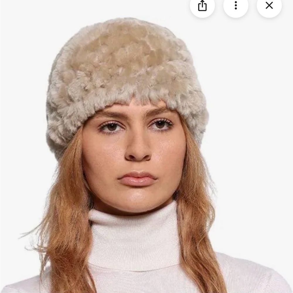 Pologeorgis knitted shearling hat in camel